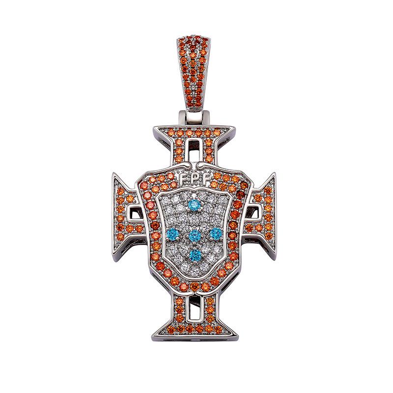 European & American Hip-Hop Football Club Badge Pendant with Colorful Drip Oil - Fan Commemorative Medal Necklace