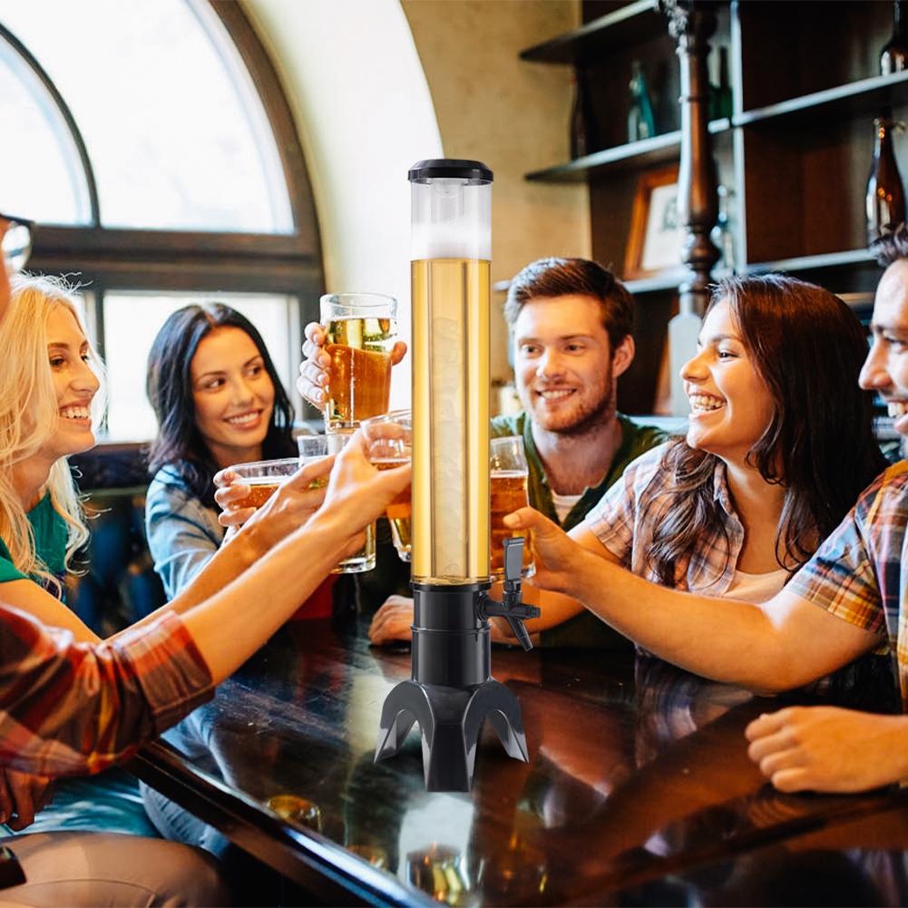 3L Beer Dispenser Beer Tower with Spigot & Ice Tube Beverage Dispenser Transparent Drink Dispenser Bar Accessories