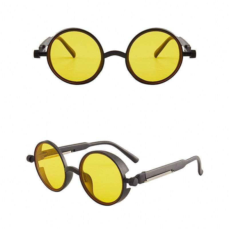 Vintage Steampunk Red Sunglasses Men Round Punk Alloy Metal Retro Sun Glasses Small Lens Women 2023 Goggles Gothic Style Shades