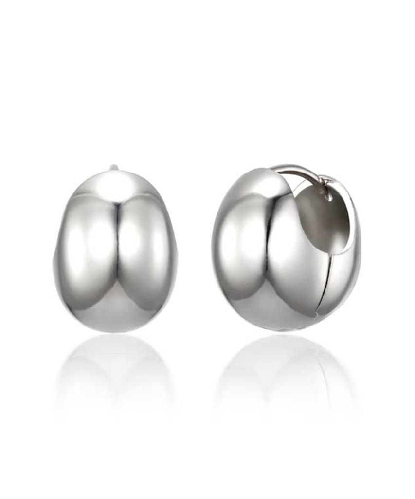 Geigerjewelry Teardrop Motif Bold One-Touch Earrings Gisvee141 (Silver 925 Pin)