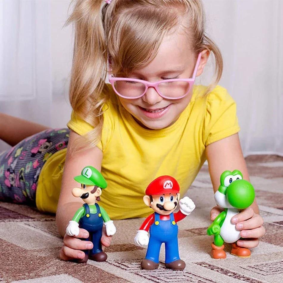 Super Mario Bros Zeichentrickpuppen Modell Geburtsdatum Geschenk Anime Figuren Luigi Yoshi Mario Kreatives Sammlermodell Spielzeug.*