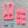 Christmas Silicone Candy Mold 6-Cavity 3D Chocolate Mold Christmas Tree Snowman Gingerbread Person Shape Molds For Dessert