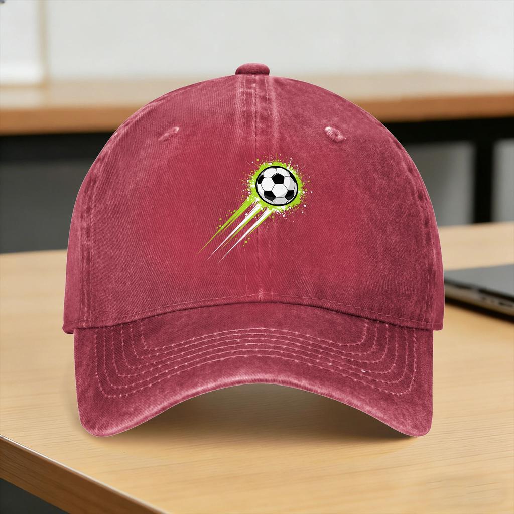 Soccer Ball Splash Graphic Baseball Cap Sun  Outdoor Sports Wholesale Washed Hip Hop Hats Unisex Unisex Custom Logo Baseball Caps