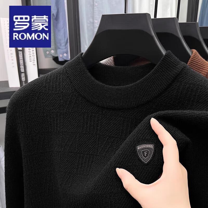 Luomeng Men's Thickened Fleece Lined Round Neck Sweater