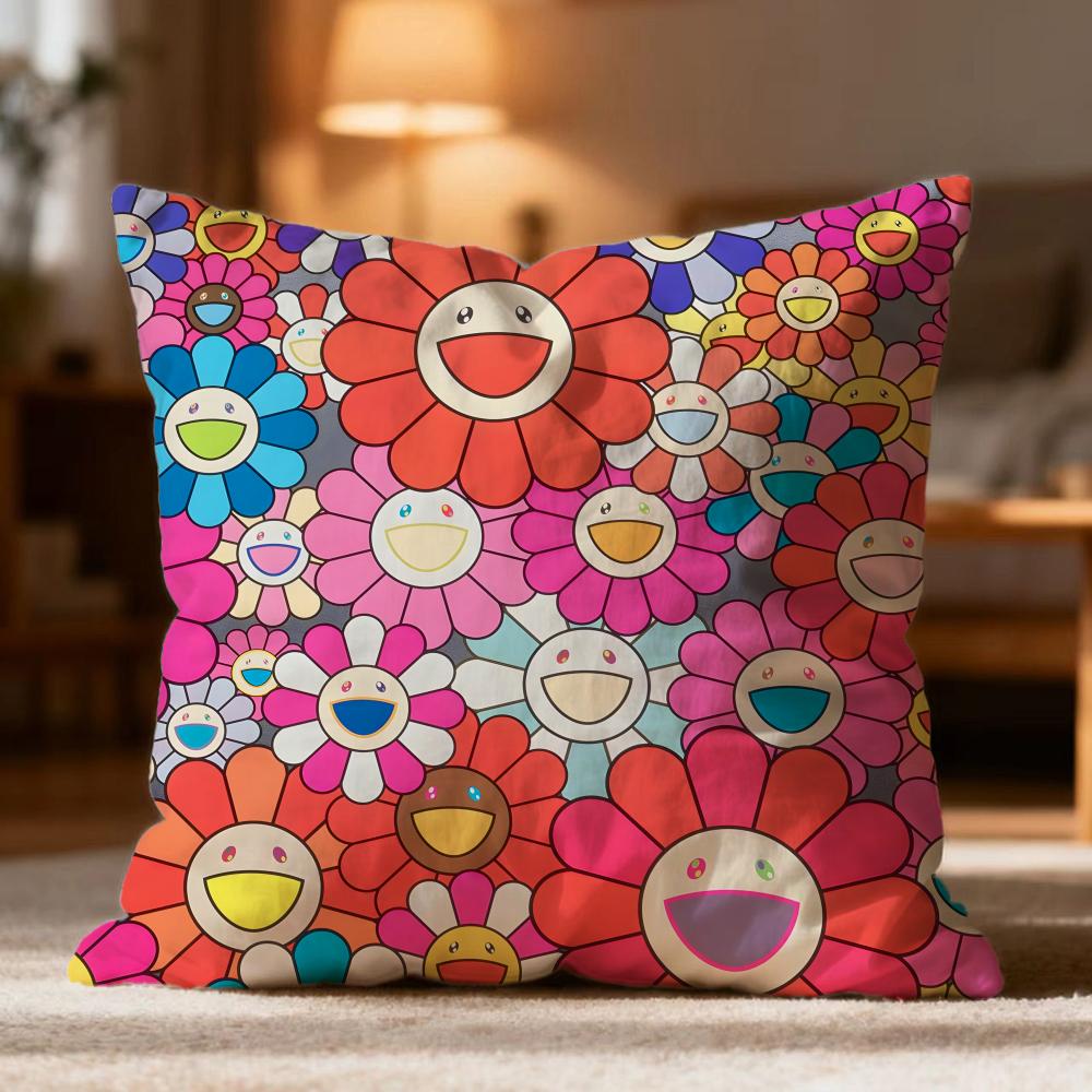 Hot T-Ttakashi Murakamiou Cushion Cover Soft Washable Pillow Case Multi-Scene For Couch Bed Travel Office Use