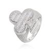 Sparkling Statement Rappers Jewelry Gold Plated 925 Sterling Silver VVS Baguette Moissanite Diamond Plum Blossom Ring for Men