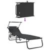 Folding Sun Lounger Black 190 X 57 X 81 Cm Oxford
