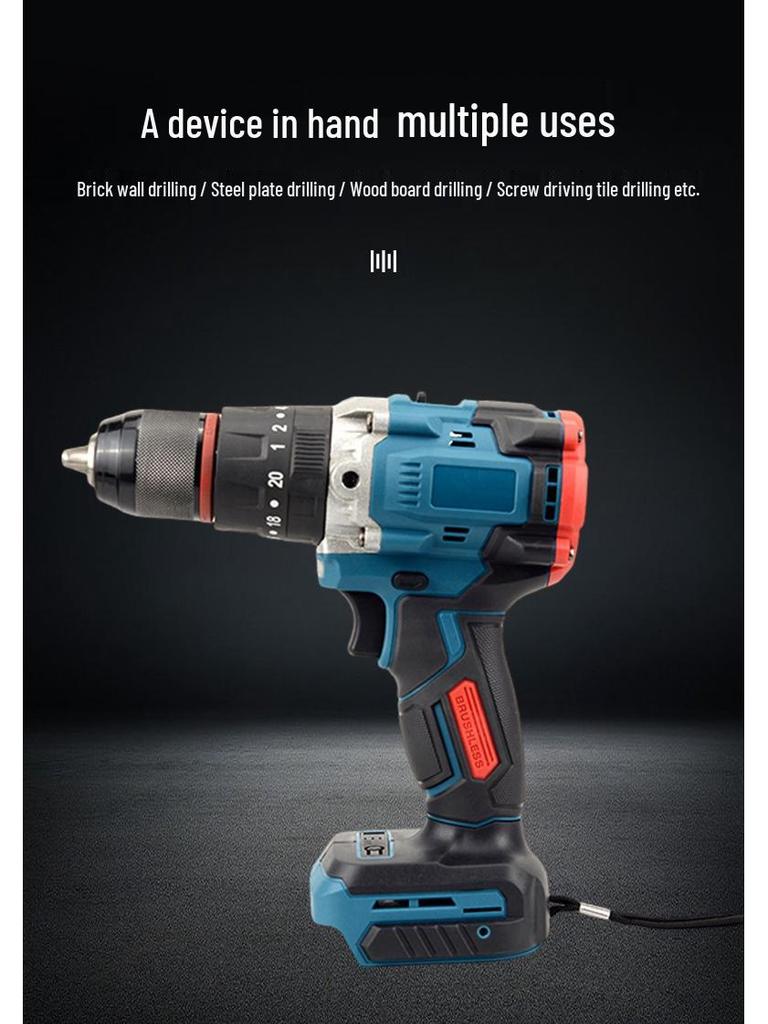 13mm Brushless Electric Drill - High Power, Rechargeable, Cordless Impact Drill & Screwdriver