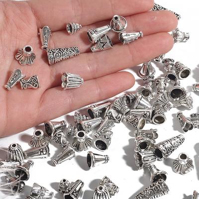 10 Uds. De joyería de moda, tapa de engarzado con borla tibetana, tapa para cuentas con extremo de aleación, accesorios de joyería de Metal