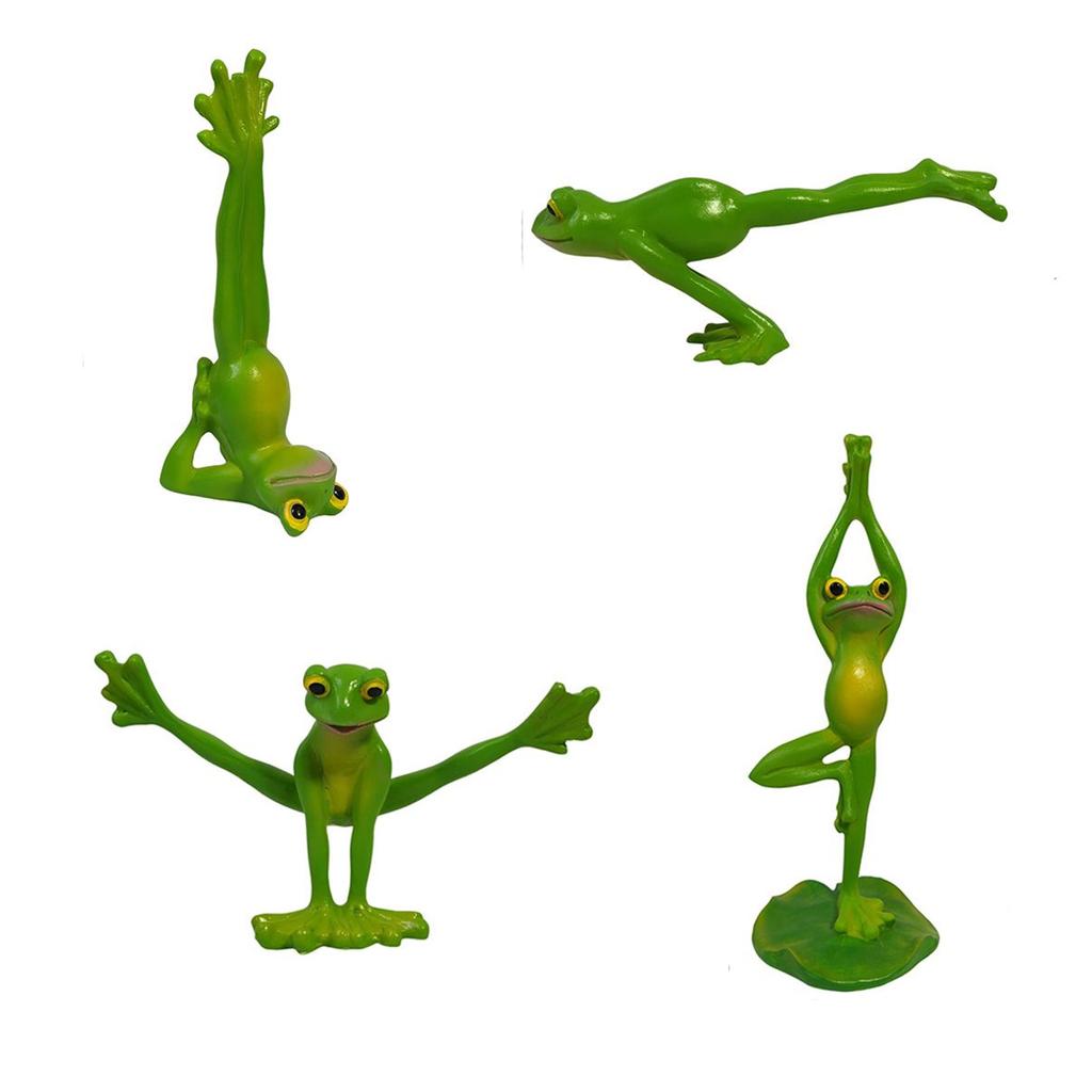 1Pc Resin Set of 4 Yoga Frogs Decorative Ornaments, Home Decoration, Holiday Gifts, Gifts for Frog Lovers, Four-Season Home Decoration Ornaments,