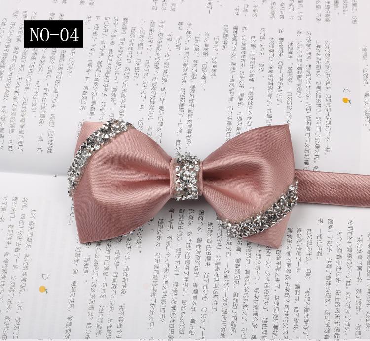 Sticky Diamond Bow Tie Men'S Solid Burgundy Wedding Groom Banquet Host Satin Bow Bow