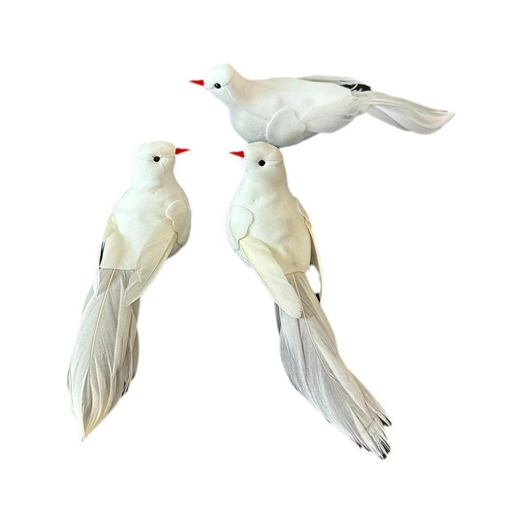 6PCS Foam Dove Artificial Birds DIY Accessories Handicraft Faux Foam Animal Photo Props with Clips Artificial Bird Model