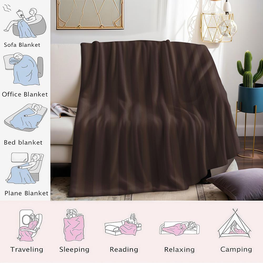 Coperta in Flanella a Righe Marrone Scuro Calda Morbida Halloween Natale Divano Caldo Accogliente Decorativo Decorazione Regalo per Tutte le Stagioni