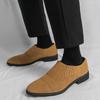 Britain Designer New Men's Pointed Suede Leather Brogues Shoes Male Black Brown Slip on Casual Loafers Formal Dress Footwear