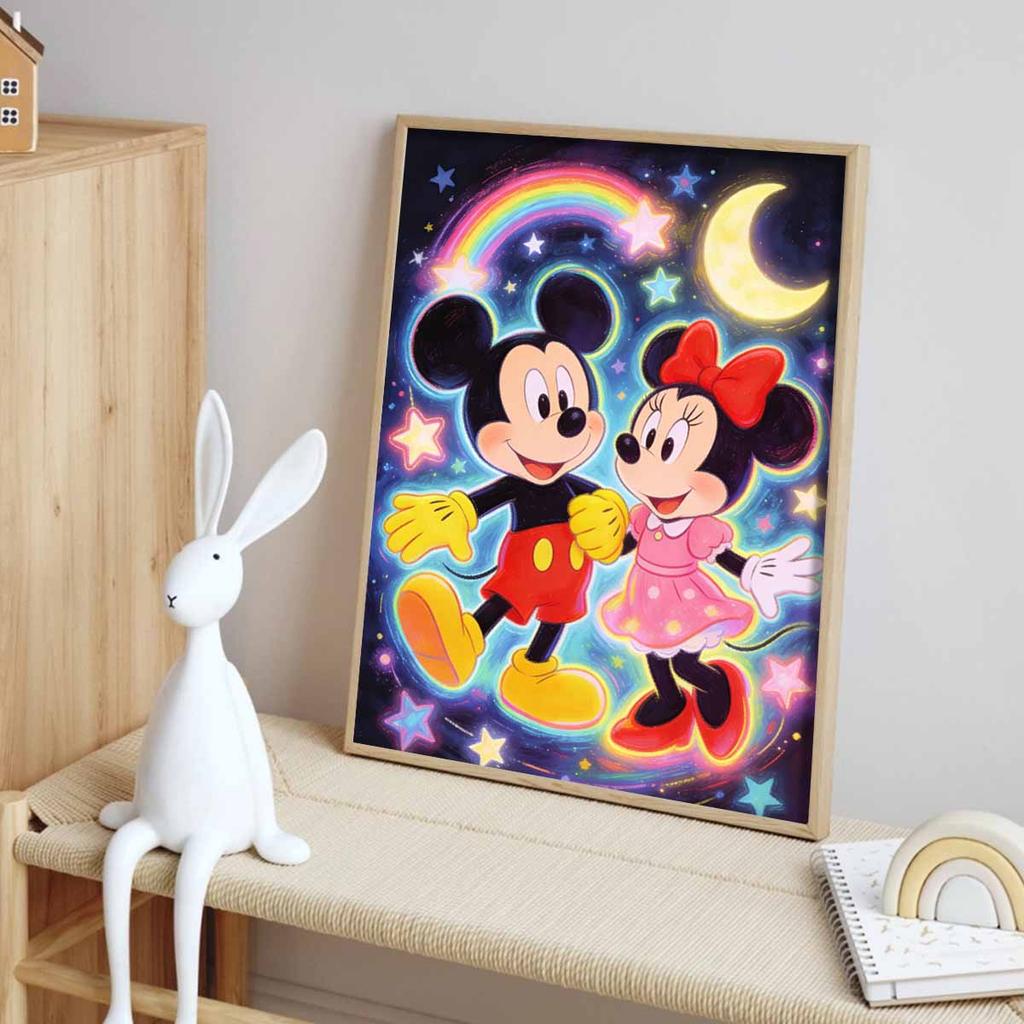 Disney Mickey Minnie Diamond Art Painting Kit Magical Night Home Wall Decor Handmade Gift