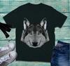 Wolf Animal Face Front Big Print TShirt Scary Grey Wolf Head Wolf Lover Tee Top