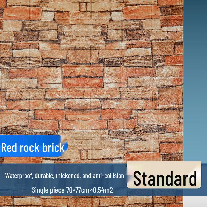 3D Brick Pattern Self-Adhesive Wallpaper: Waterproof, Moisture-Proof Decorative Sticker for Commercial & Antique Restaurant Wainscoting.