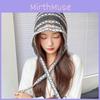 Black Fashionable And White Striped Hollow Knitted Hat For Spring Summer Wear