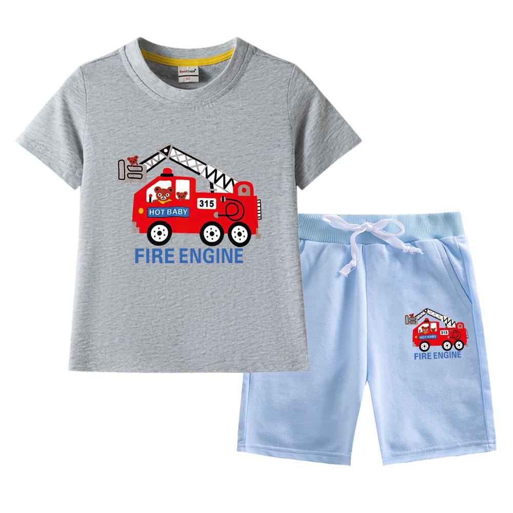 Boys' Summer 2023 Loose Short-Sleeve Shorts Two-Piece Set for Kids