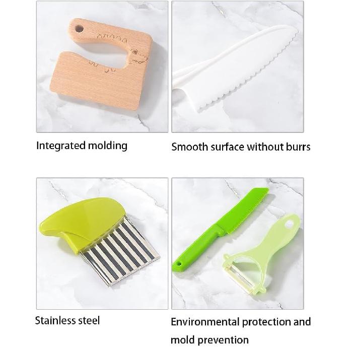 Ensiven Kid Safe Kitchen Set,Children-Safe Kitchen Set,Ensiven Kitchen Set,Montessori Kitchen Tools for Toddlers,Kid Safe Set for Real Cooking