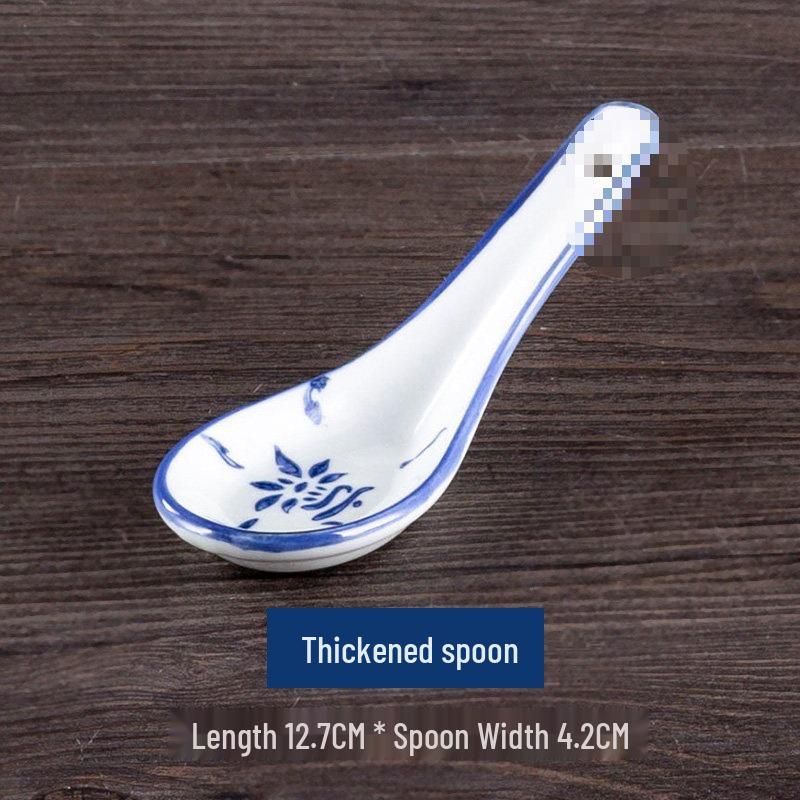 Vintage Ceramic Blue & White Bamboo Flower Bowl - Rustic Farmhouse Tableware, Ideal for Rice & Noodles