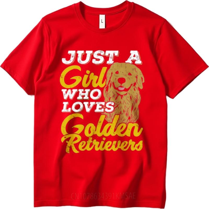 Relaxed Fit For Her Round Neck T Shirt Vintage Just A Girl Who Loves Golden Retrievers Retro Unisex Tee Shirt Comfort Tshirt