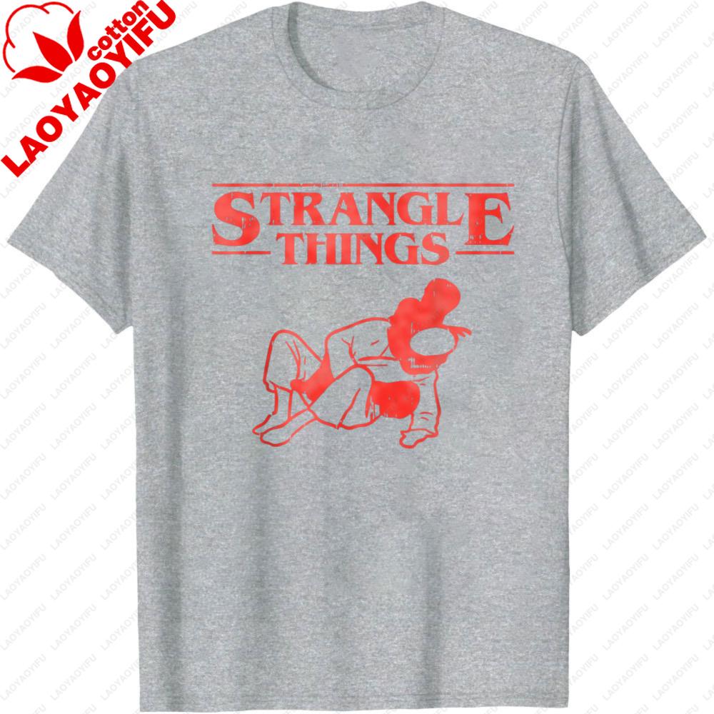 

Wrestling Sport Strangle Things Red Cartoon Design Summer Casual Fashion Men TShirt Short Sleeve Top for Streetwear S