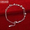 925 Sterling Silver Checkered Chain Star Bracelet Wedding Jewelry