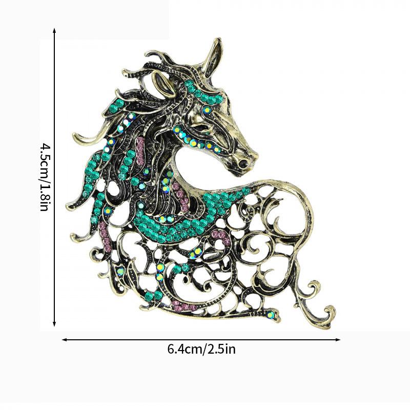 Creative Rhinestone Horse Brooches Party Favors  Animal Lapel Pins Horse Head Brooches  Chinese Latest Year Couple  Present