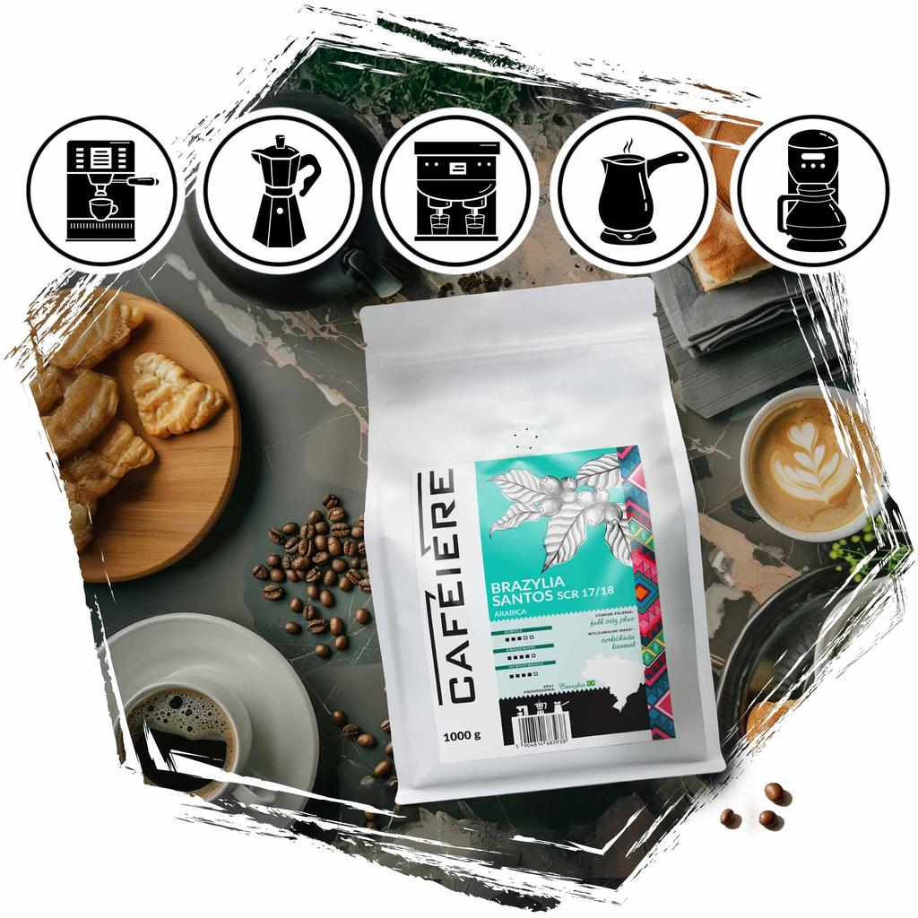 Kawa ziarnista cafeiere arabica brazylia santos scr 17/18, 1kg