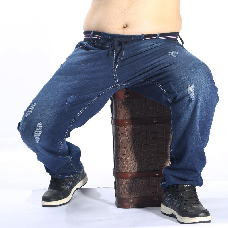 Plus Size Jeans, High Waist, Stretch and Fat, Plus Size Loose Straight Denim Trousers