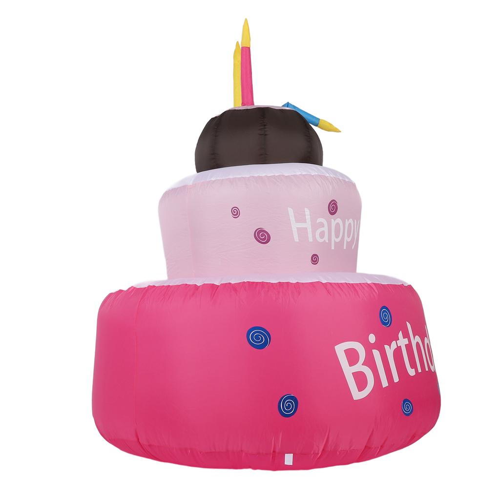 Inflatable Happy Birthday Cake with Candle IP44 Waterproof Birthday Blow Up Yard Decoration with