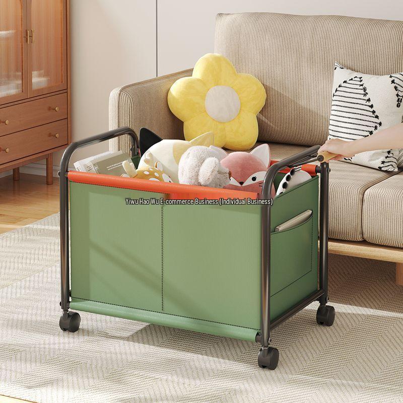 Multifunctional Children's Toy Storage Trolley with Wheels