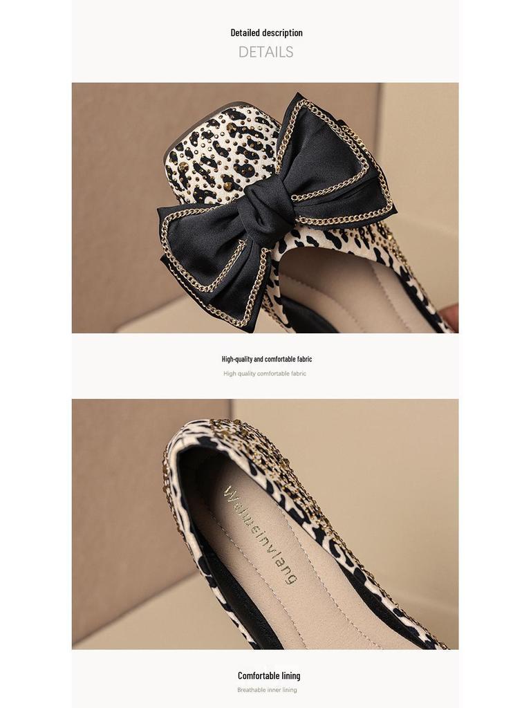 Women's Houndstooth Bow Flat Moccasins