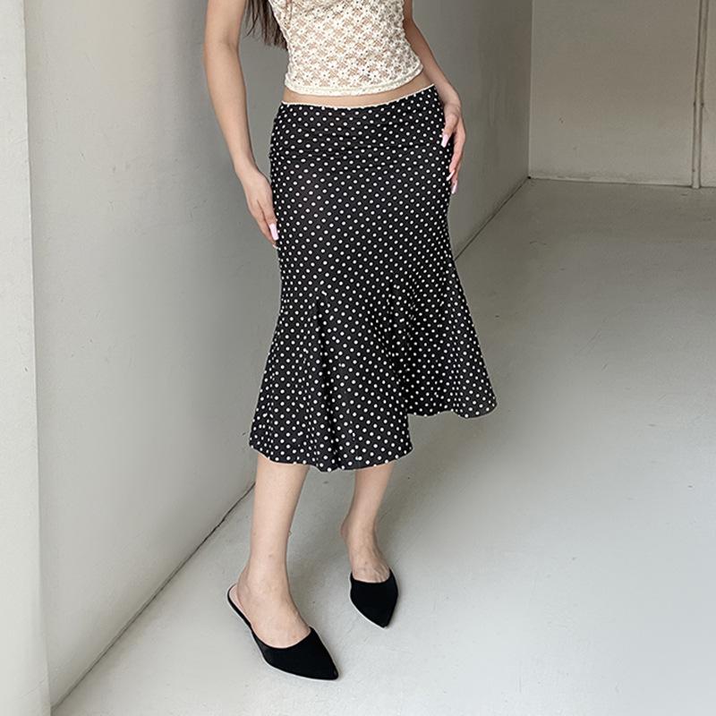 European & American Summer Fashion: New French Polka Dot Midi Fishtail Skirt