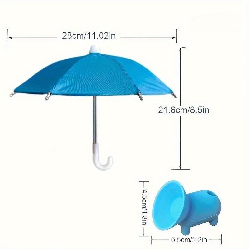 1Pc Mini Phone Umbrella with Pig Suction Cup Stand - Rain & Sun Shield for Smartphones, Reflective Screen Protector, Outdoor Use, Phone Protection