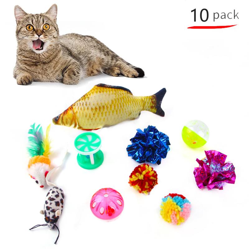 Colorful Pet Toys Set Cats Fishing Rod Funny Cat Stick Tunnel Variety Combinations Supplies
