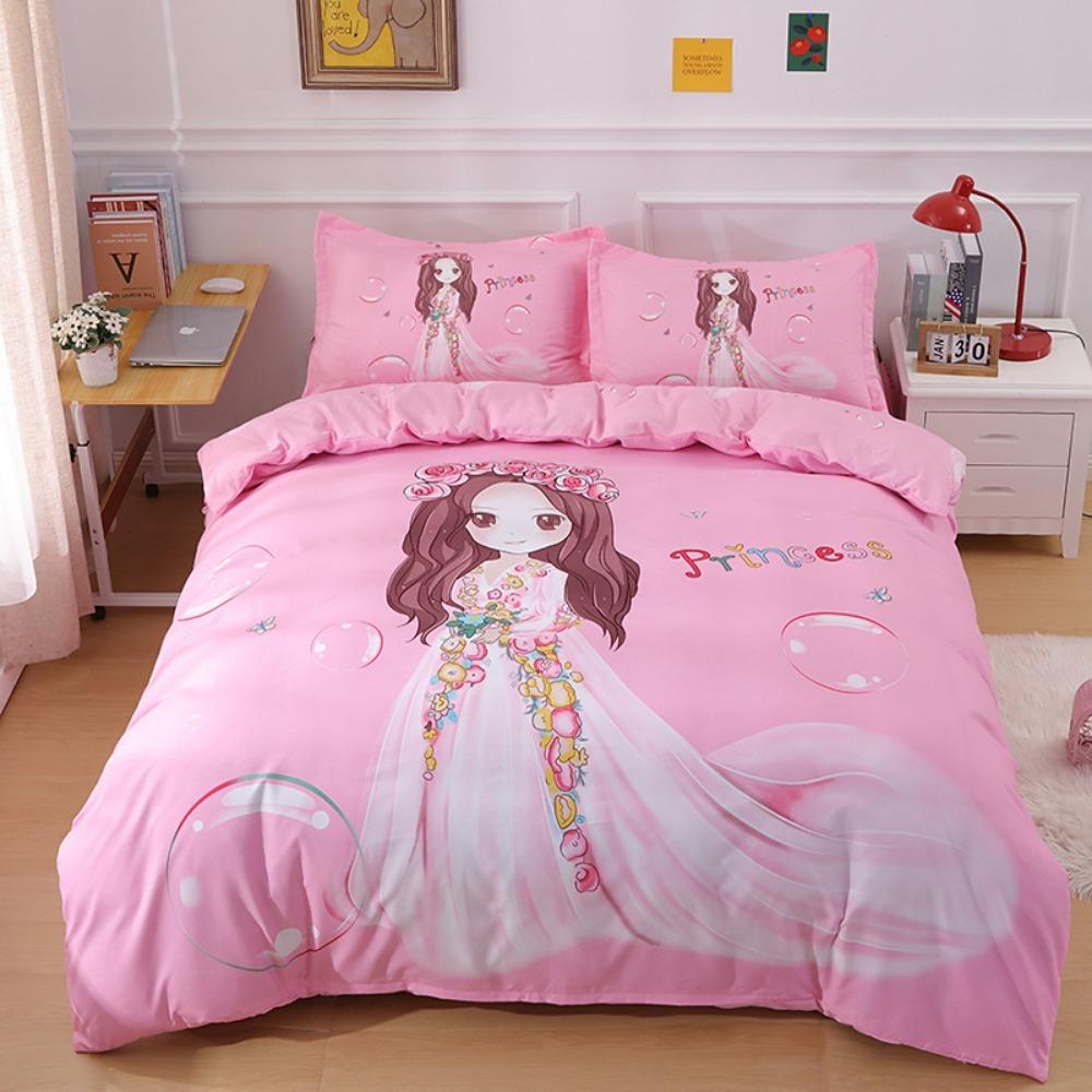 The Beautiful Girl Motif ,Microfibre Bedding Sets, Children's Bed Decor Duvet Cover for Teenagers Adult 3-Piece  Puppy Bed Linen