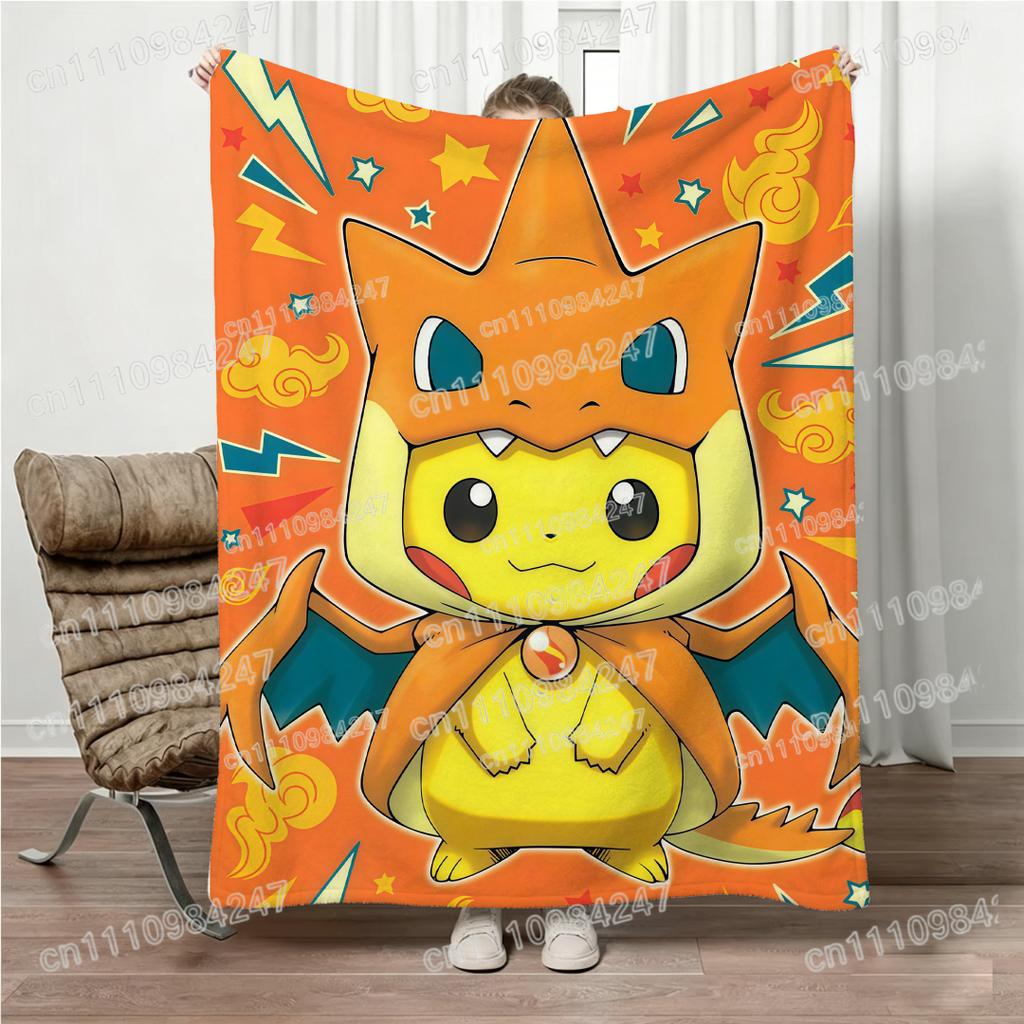 Anime Pokemon Ash Pikachu Blanket Cartoon Character Flannel Throw Blanket All Season Living Blanket Best Gift Pokemon Fans