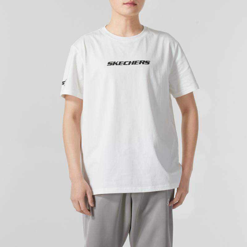 Skechers Basic Sports Series Comfortable Breathable Crew Neck Short Sleeve T-Shirt Unisex Tops White P224U062-00QF