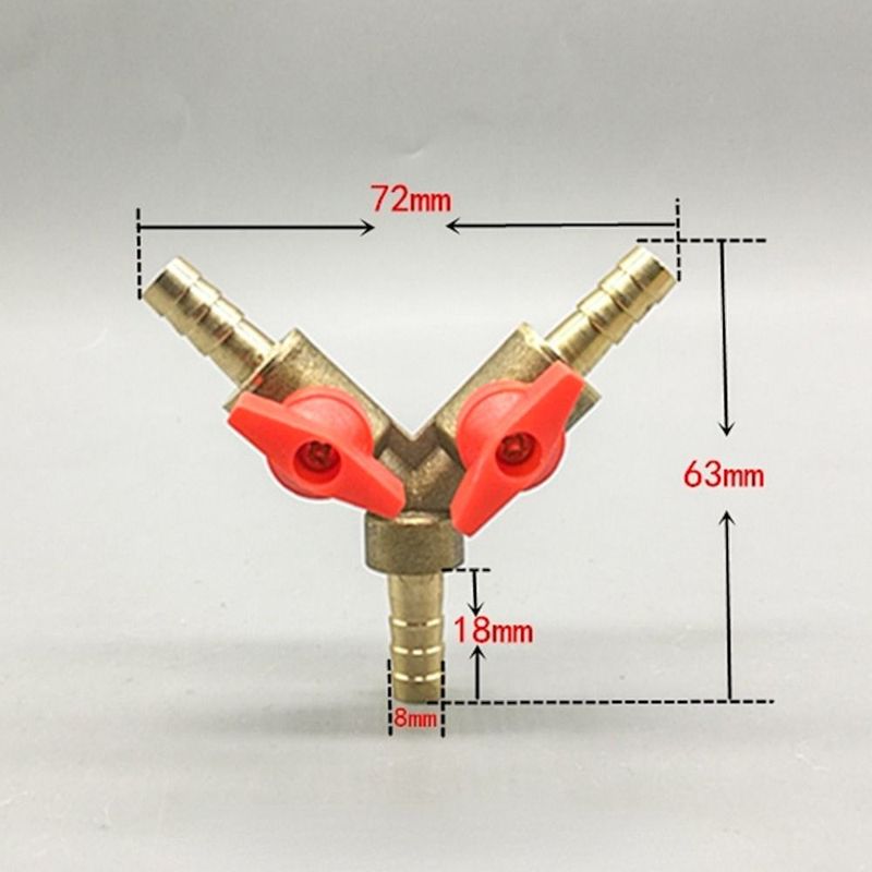 8mm 10mm 12mm Hose Barb Y Type Three 3 Way Brass Shut Off Ball Valve Pipe Fitting Connector Adapter For Fuel Gas Water Oil Air
