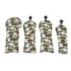 4Pcs Golf Club Head Cover PU Thick Plush Wear Resistant Golf Putter Cover with Number Board Camouflage Green