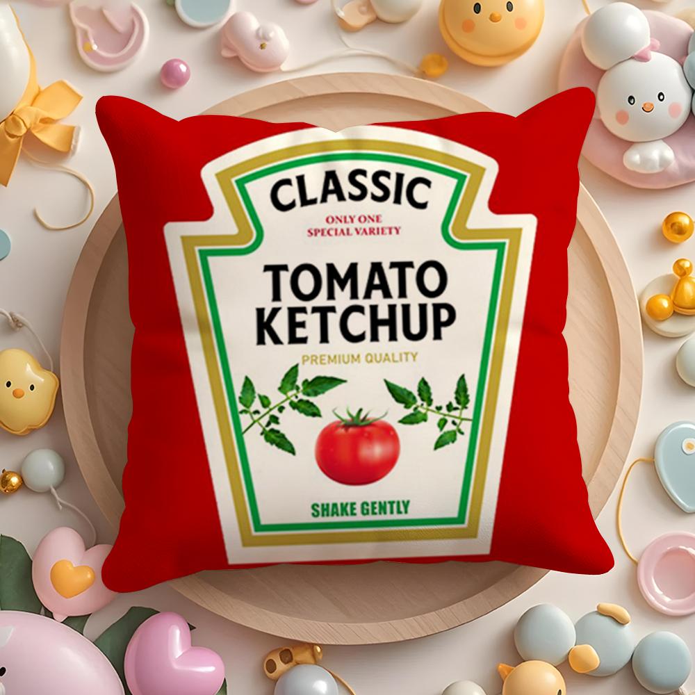 Pikpaka Funny K-Ketchup L-Label Cushion Cover Plush Fabric Soft Double-Sided Printed Sofa Warm Winter Home Gift Pillow Cover