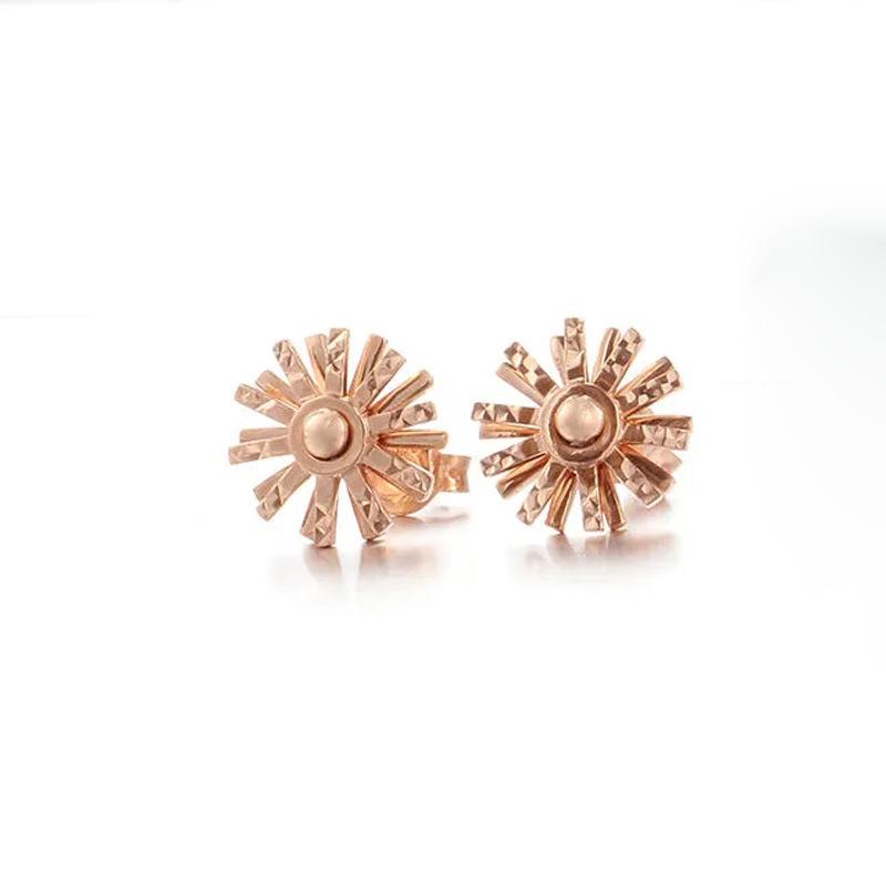 Exquisite Russian Purple Gold Car Flower Sunflower Stud Earrings, Simple Temperament And Exquisite Rose Gold-Plated Rice Stud Earrings For Women (rose gold plated pair)