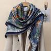 130*130cm 30% Seide +70% Wolle Schal Retro Vintage Luxuriös Weich Stola Groß Warm Winter Wickeltuch für Damen