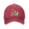 Playful Cat Snack Lover Illustration  New Vintage Washed Cotton Baseball Cap Sun Hats