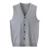 Men's Wool V-Neck Vest: Autumn/Winter Middle-Aged Casual Knitted Thick Cardigan