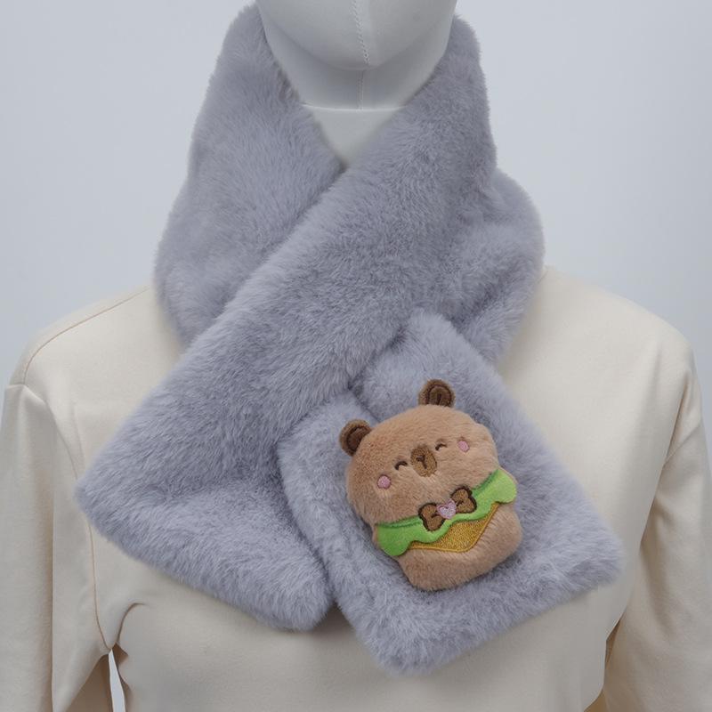Children's Cartoon Panda Plush Scarf - Warm, Windproof Neck Gaiter for Autumn/Winter Boys & Girls.