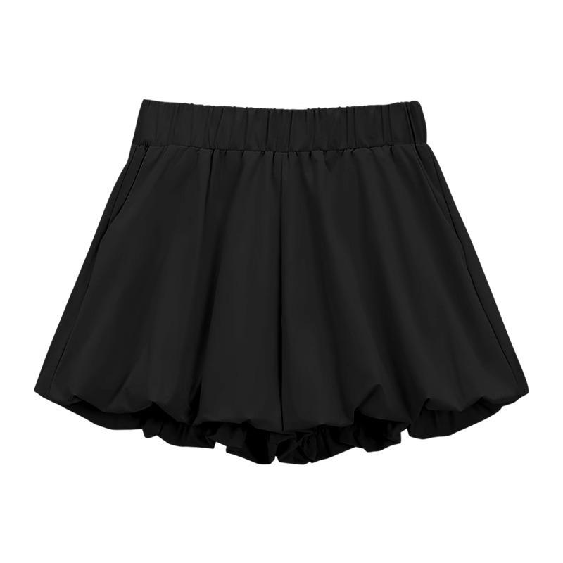 

2024 Женские повседневные шорты-блумеры тыквенного цвета с эластичной талией и широкими штанинами для осени L чёрный