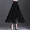 Women Vintage Sexy Hollow Lace High Waist Elegant Party Long Skirt Summer Fashion Black Pleated Fairy A Linen Maxi Skirts Faldas